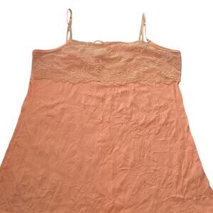 Juniors Sz L Orange Lace Textured Y2K 90s Fairy Beachy Maurices Camisole Tank